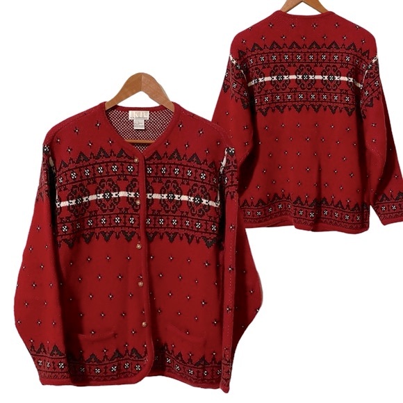 Vintage Nordic Design Gold Button Front Cardigan k.b. Collections Women’s Sz L - Picture 1 of 12